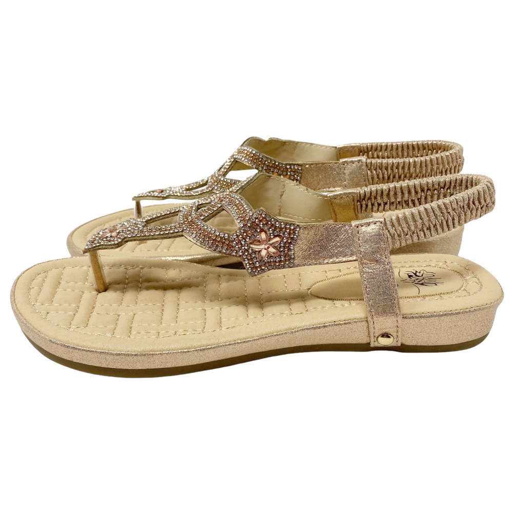 G.C Eva Rose Gold Rhinestone Embellished Slip On Thong Women's Flat Sandal Sz 10